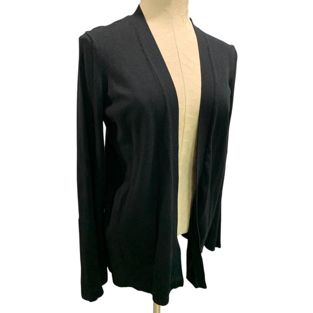 Small Ann Taylor Womens Black Open Cardigan Flare Sleeve